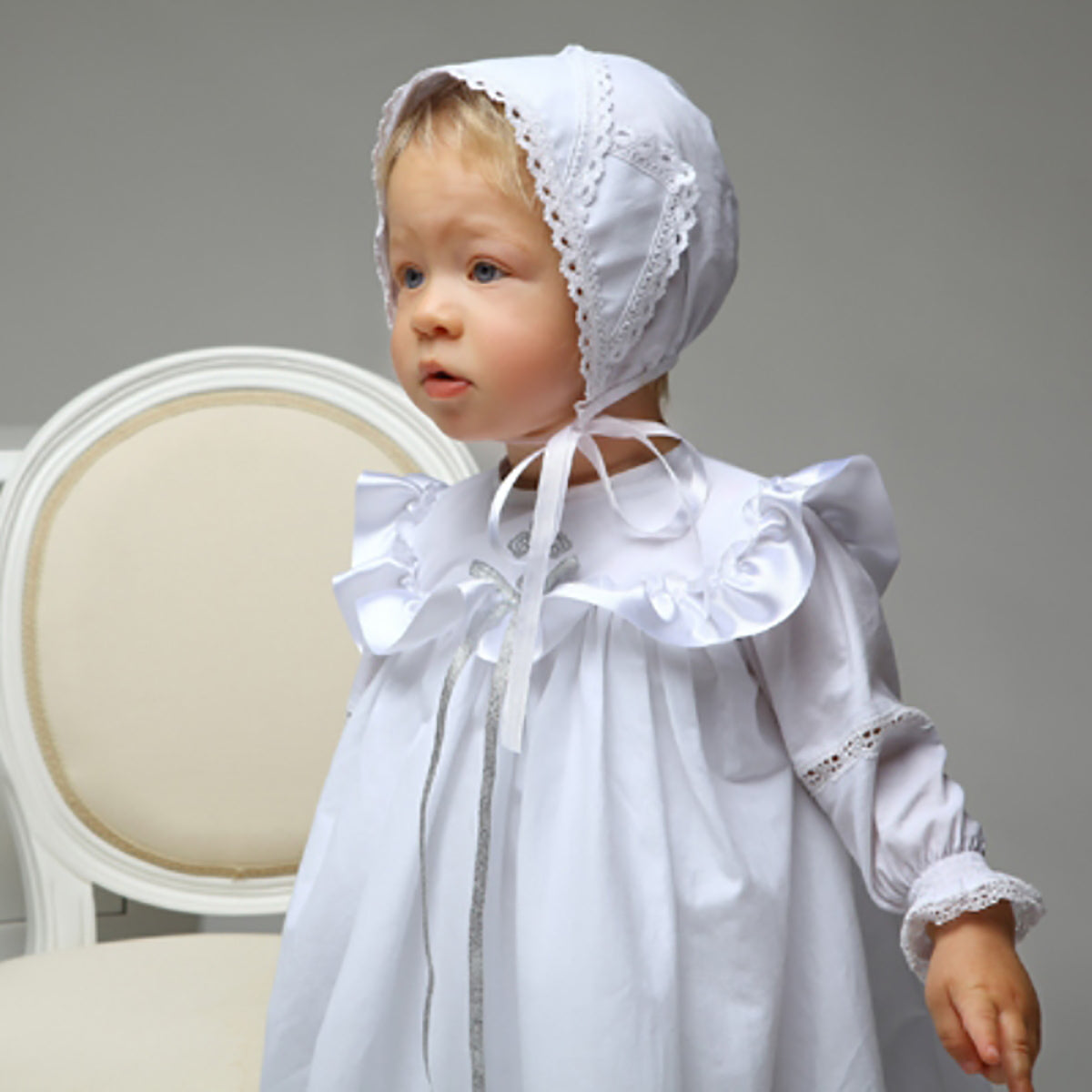 LACE Baby Bonnet - Cotton Lace Christening Hat