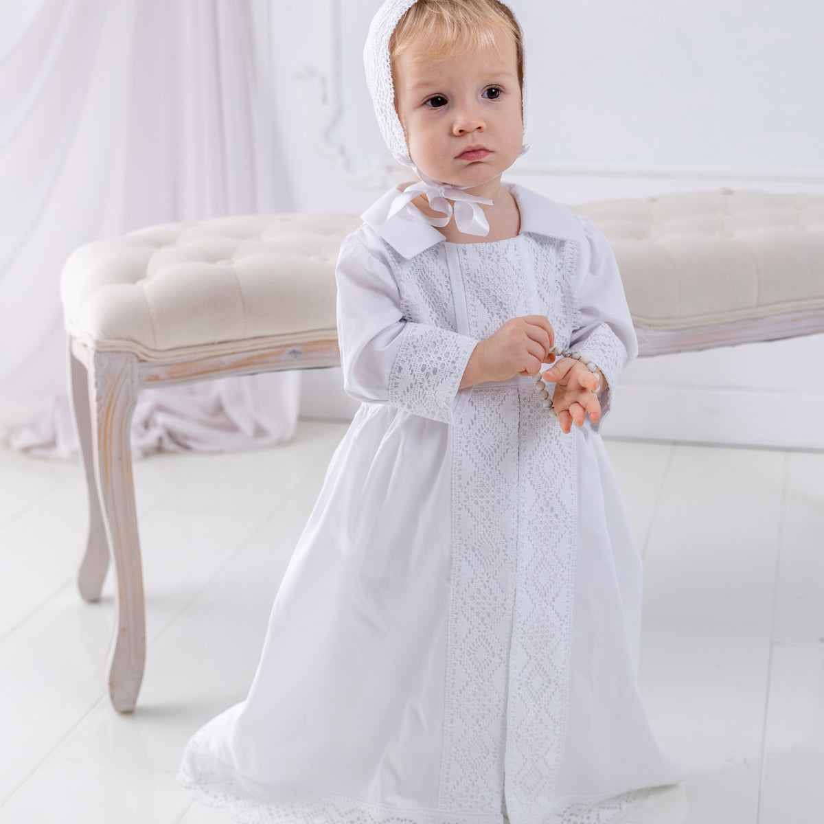 MARCEL Convertible Baptism Romper with Detachable Skirt