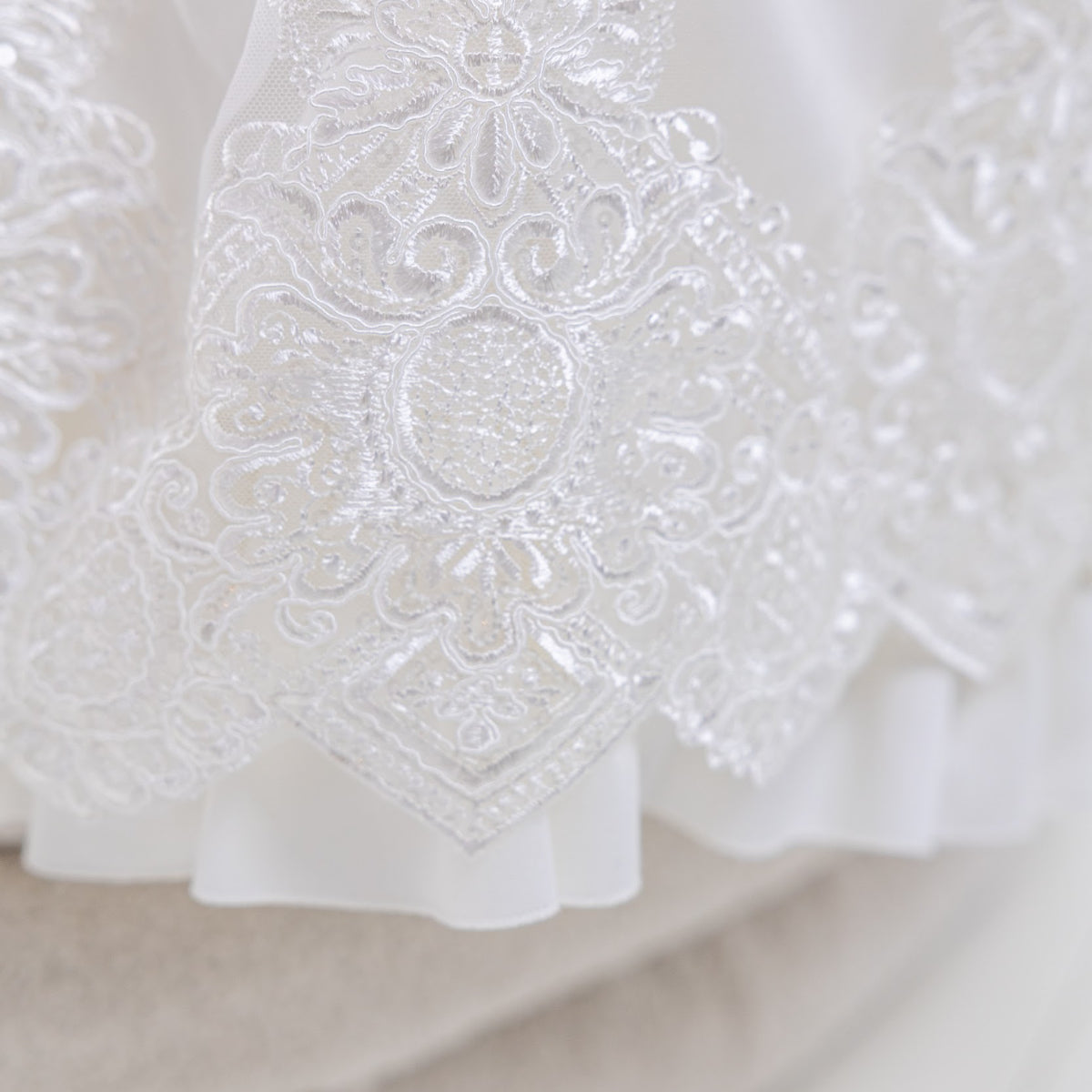 girl in Long Lace Christening Gown for Girls