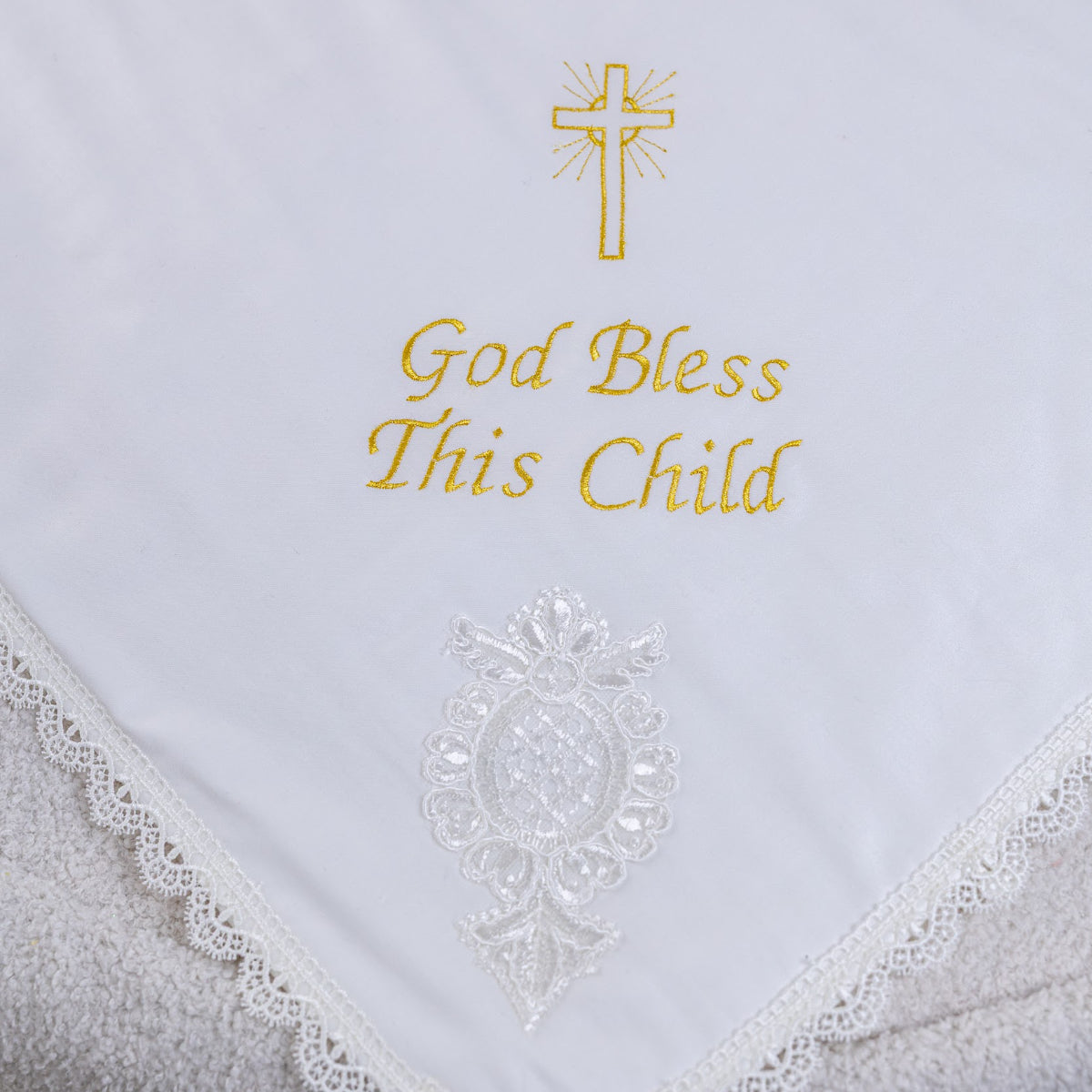 Ivory Baby Lace Blanket embroidery