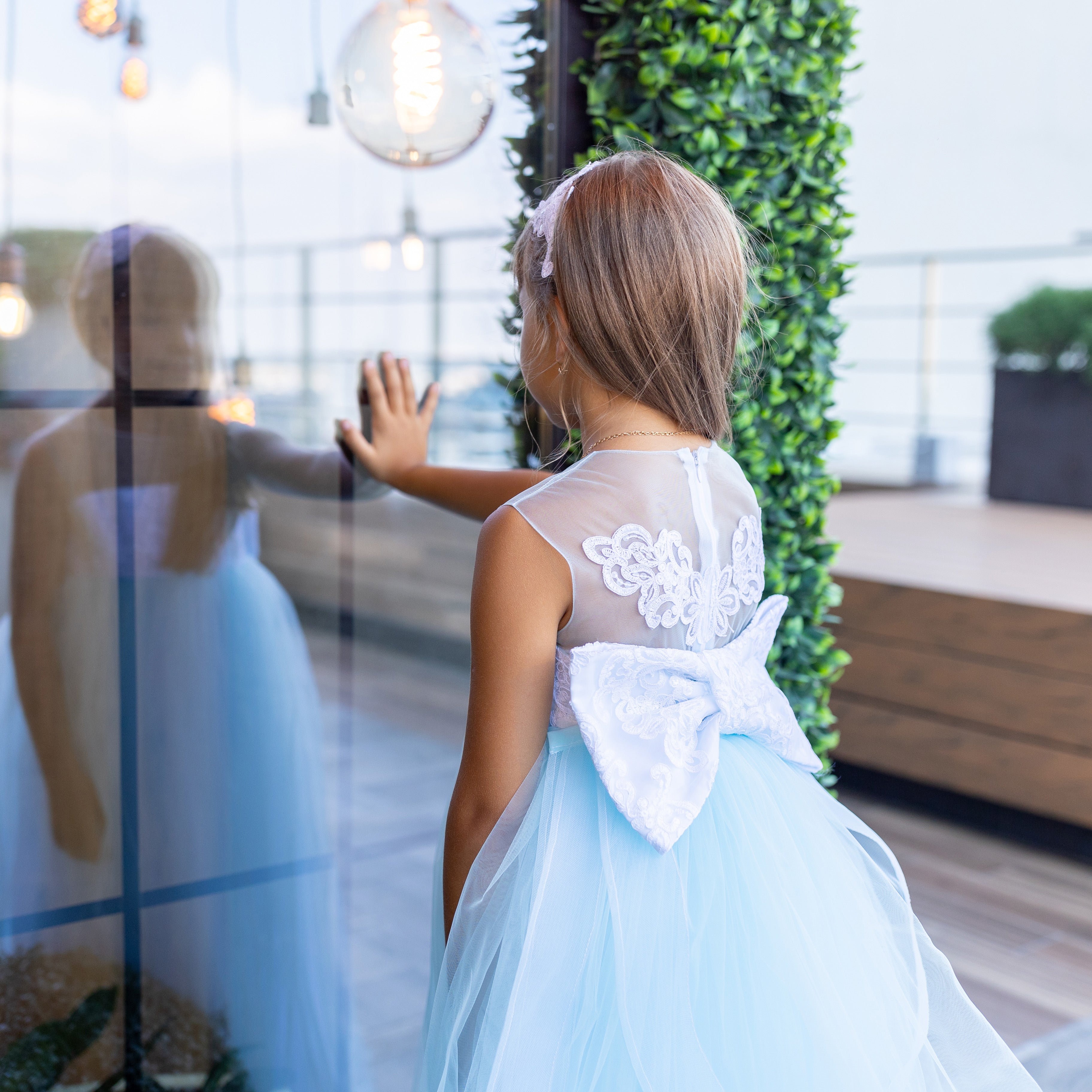 ELIZABETH Luxury Flower Girl Dress with Detachable Train & Bow