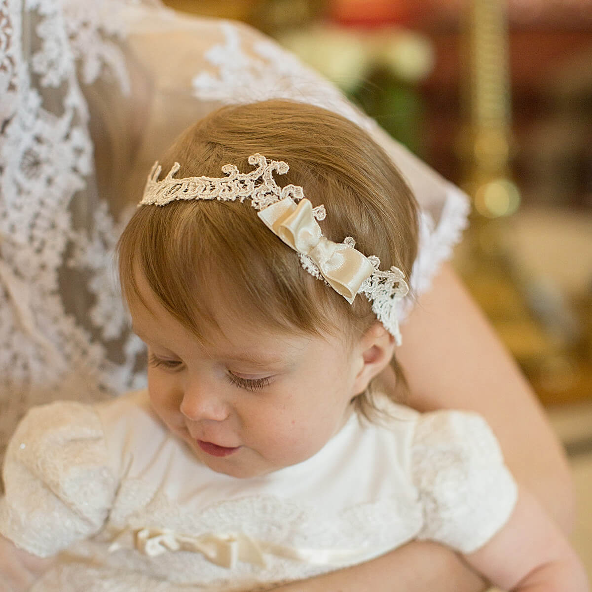 Baby headband with a blurred background