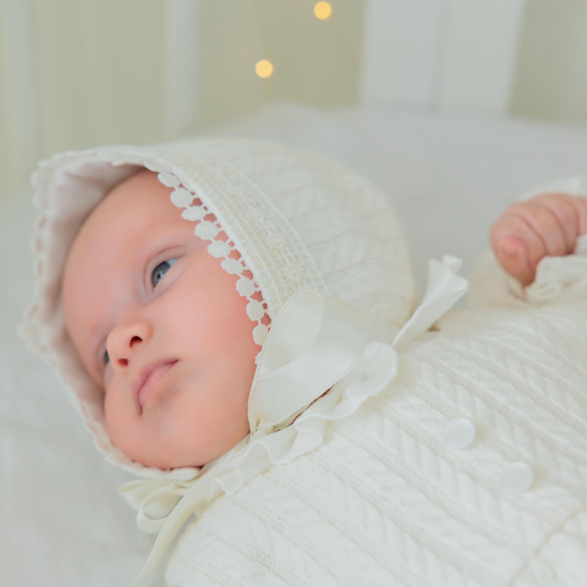 Baby Girl Coming Home Outfit with Knitted Sundress & Hat - ANGEL
