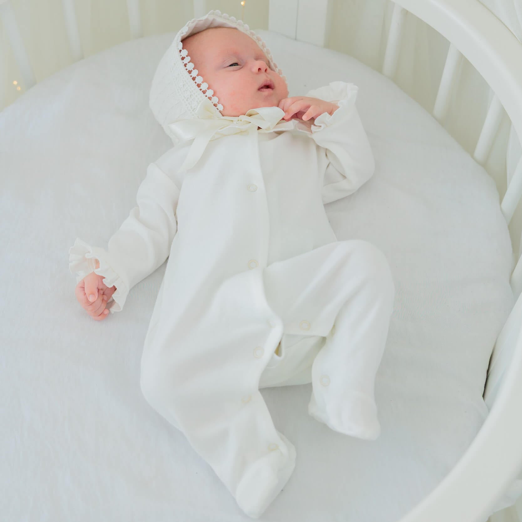 Baby Girl Coming Home Outfit with Knitted Sundress & Hat - ANGEL