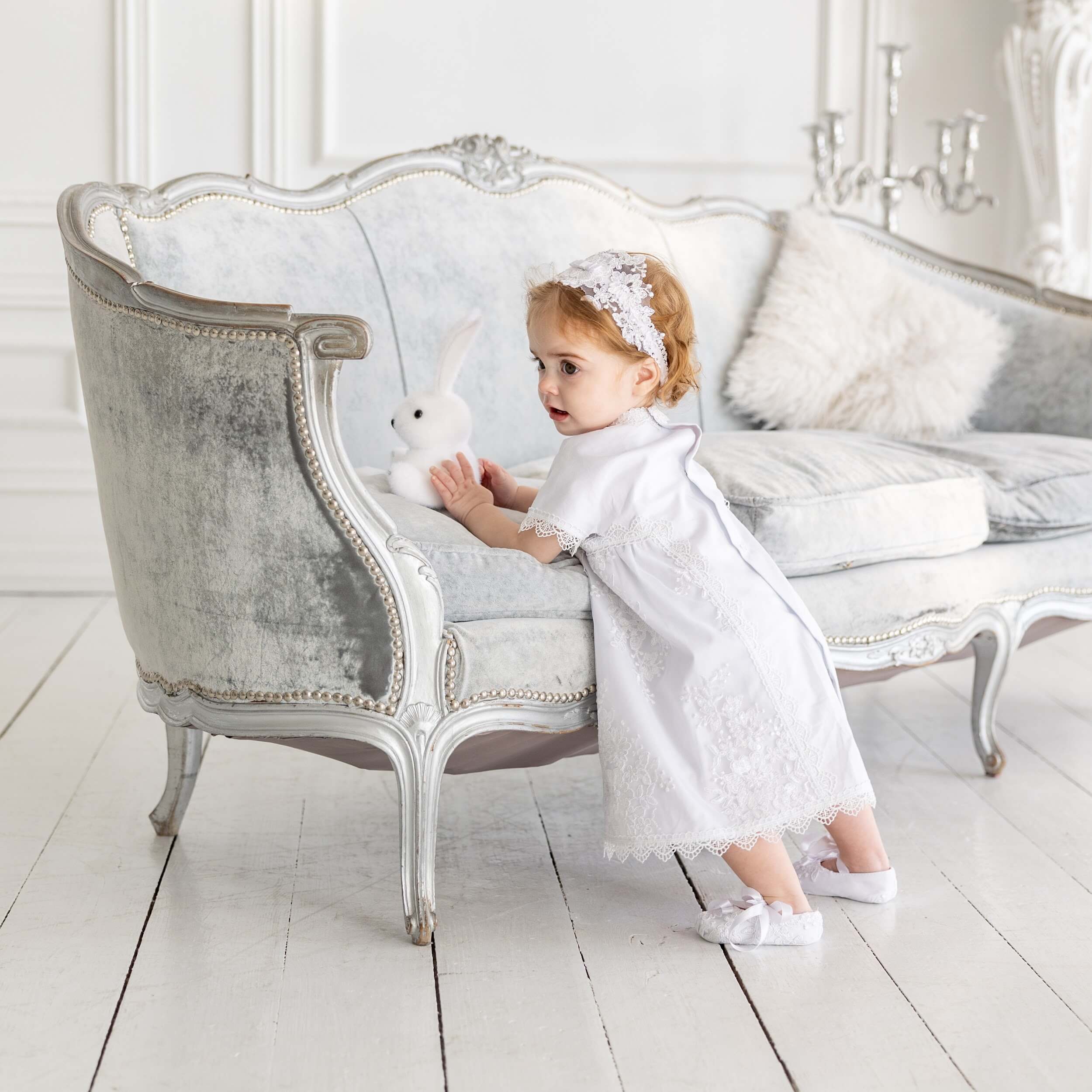 AURORA Baptism Cotton Gown with Cross Embroidery