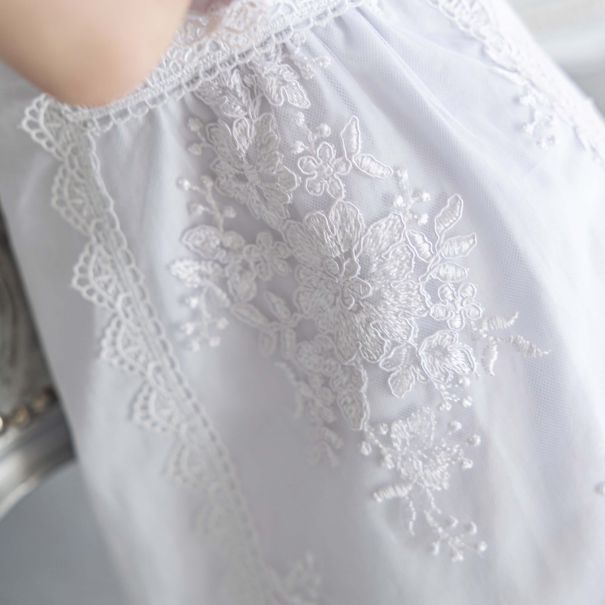 AURORA Baptism Cotton Gown with Cross Embroidery