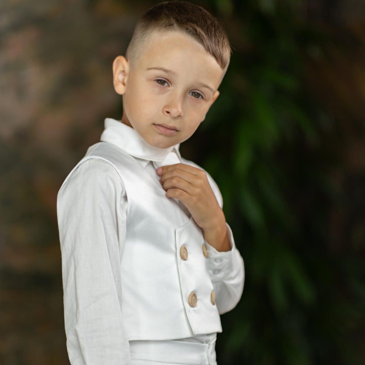 Boys Silk Waistcoat in White or Ivory