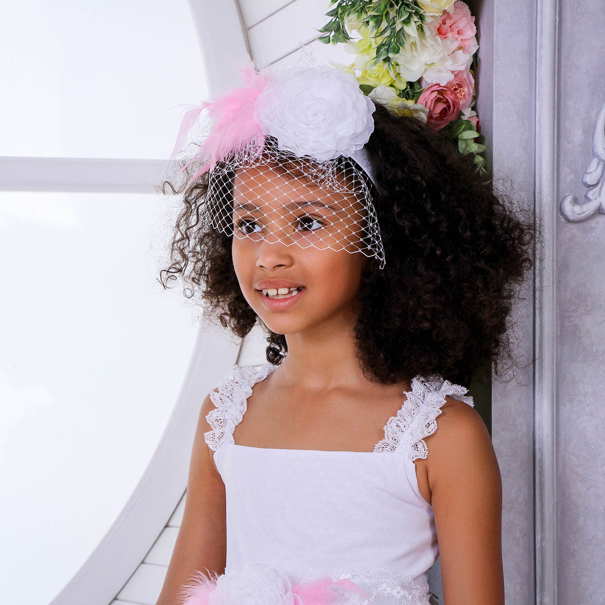 CAMILA Flower Hairband with Veil