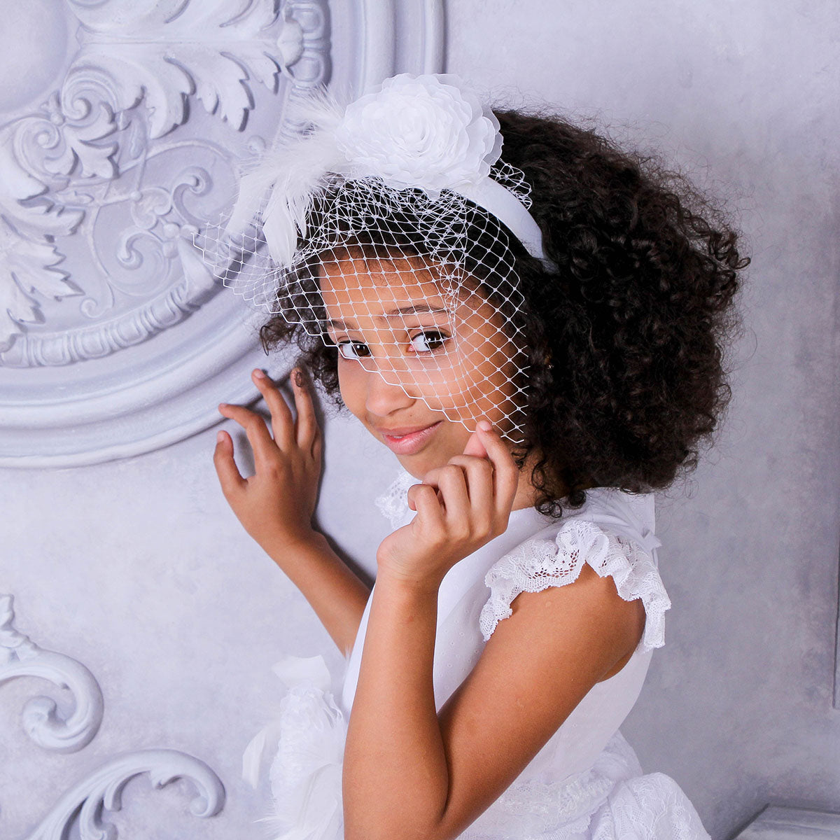 CAMILA Flower Hairband with Veil