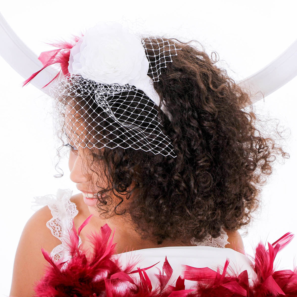 CAMILA Flower Hairband with Veil