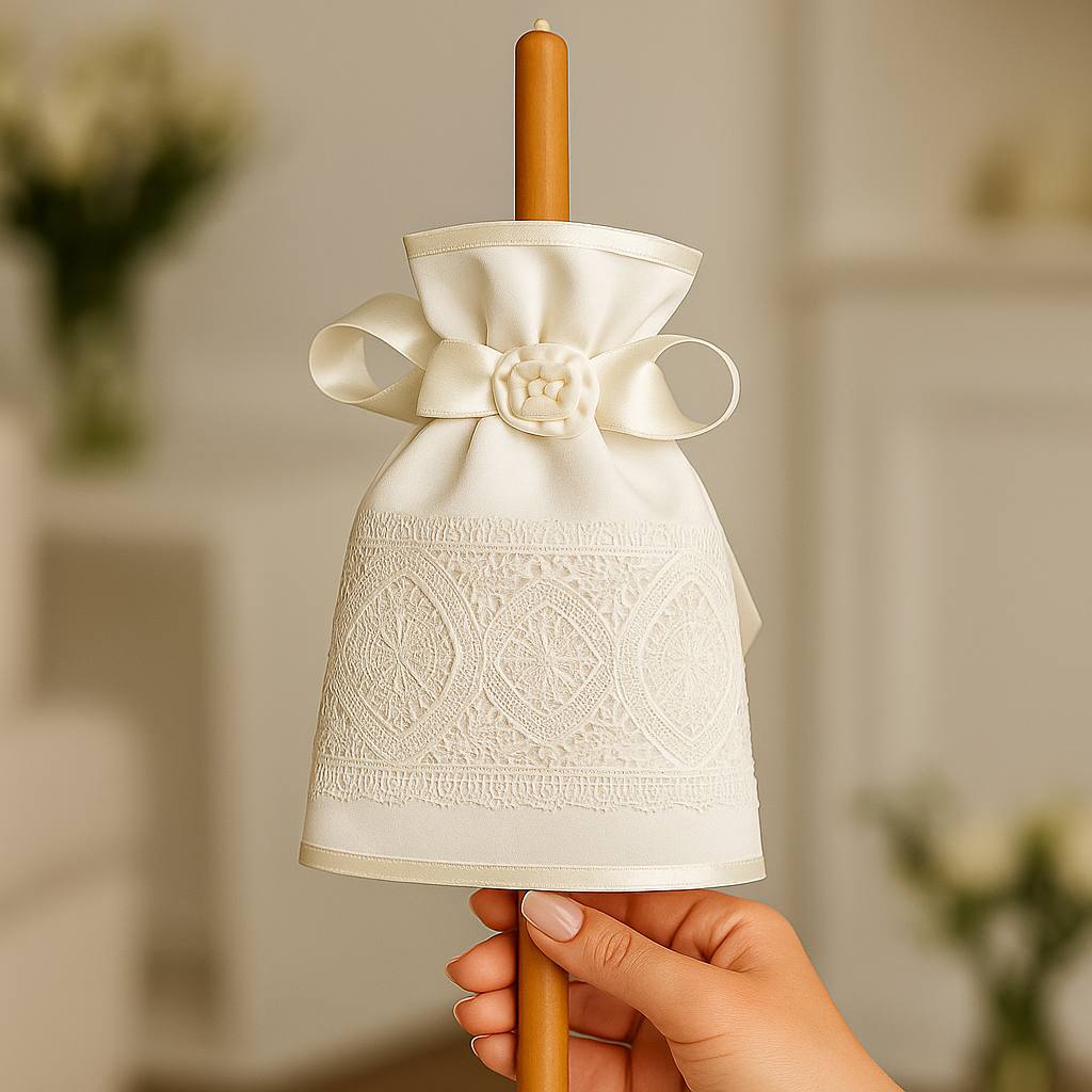 Candle Wraps with a brown candle held by a hand against a blurred indoor background