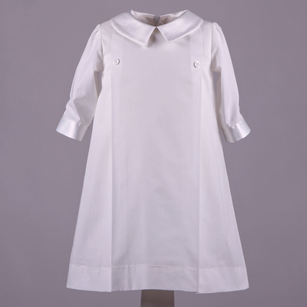 Baptism Gown with a collar on a gray background