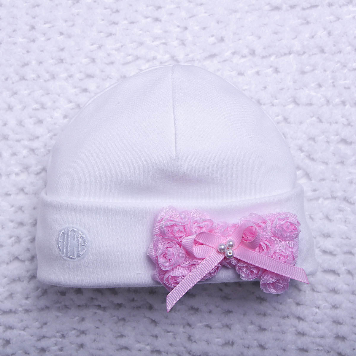 SERENITY Baby Girl Beanie Hat with Pink Bow