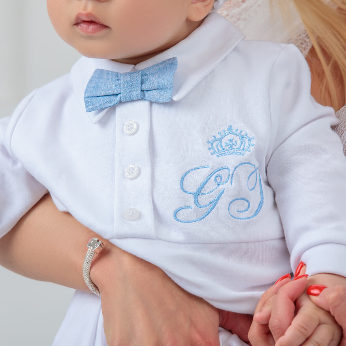 Crown Baby Initials Monogram Embroidery Add-On