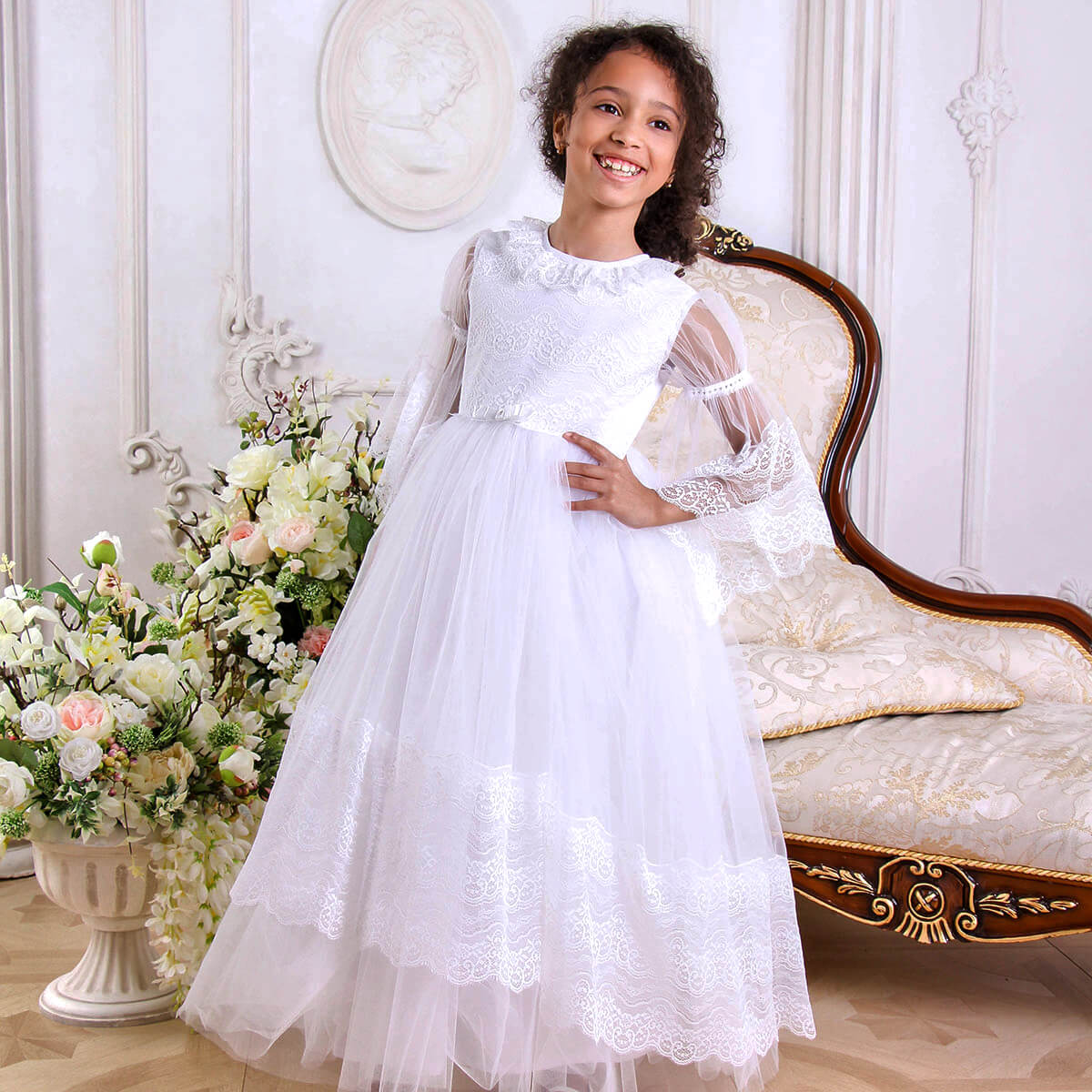 ISABELLA First Communion Dres, Ivory Italian Lace| Battesimo 7 / Ivory