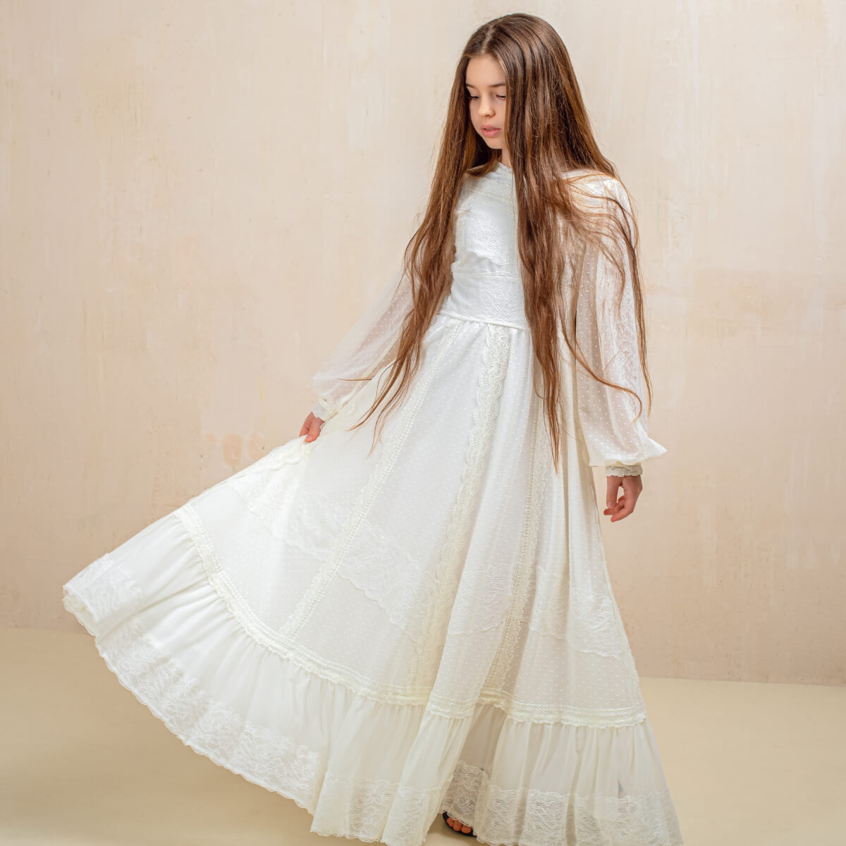 boho first communion dress LUNA Dress, Ivory Cotton Italian Lace Buttons line on the Spring+Summer This is what I Material:Single-knit Jersey - 100% Cotton