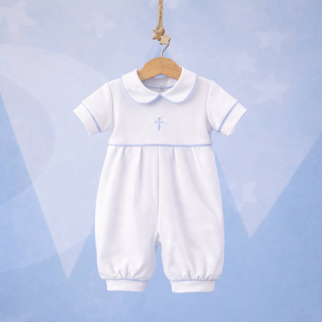 MARC Knit Baptism Outfit for Boys – Romper, Hat & Booties Set
