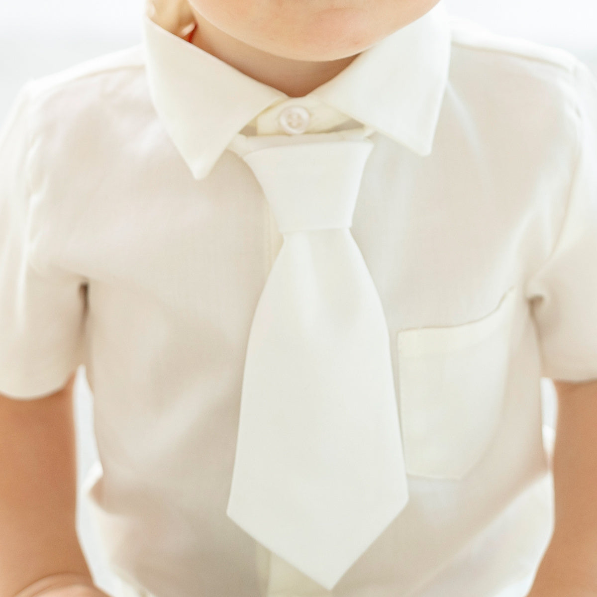 Baby Boy Tie – White or Ivory | Optional Name Embroidery