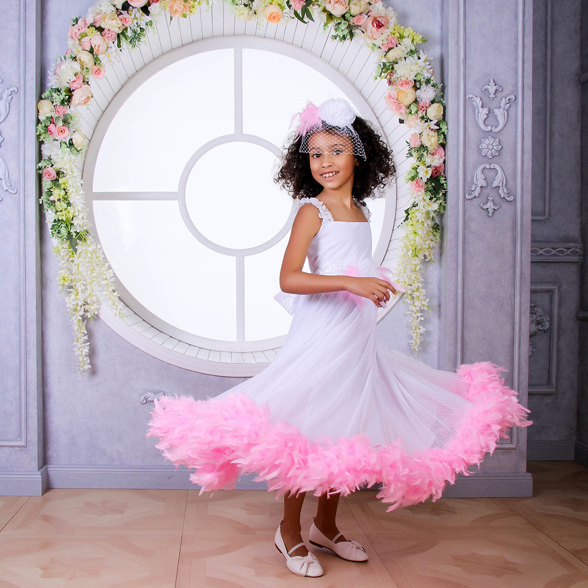 MILA Feather Boa Girl Dress
