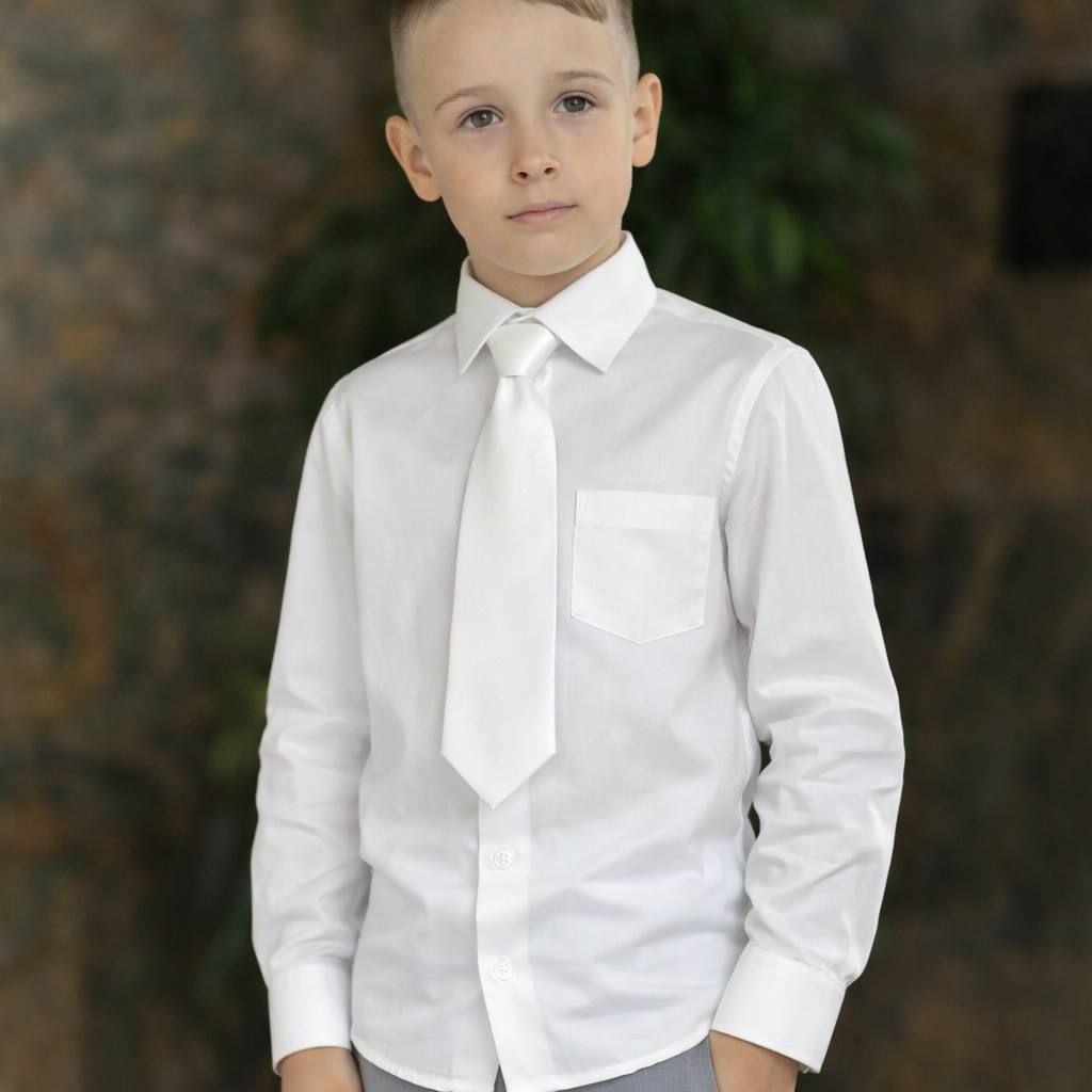 Boys Cotton Shirt – White or Ivory Long & Short Sleeve