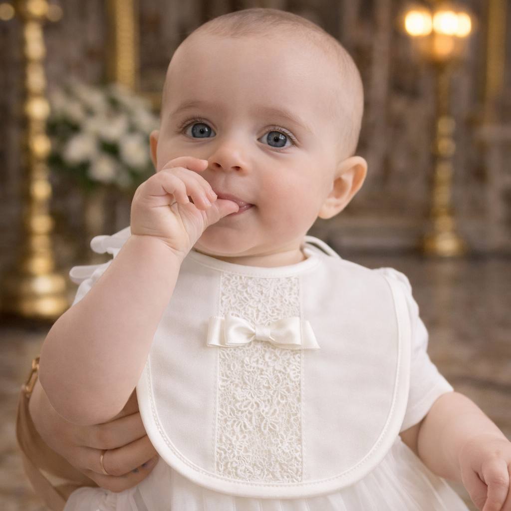ANASTASIA Newborn Baby Bib with Lace Trim