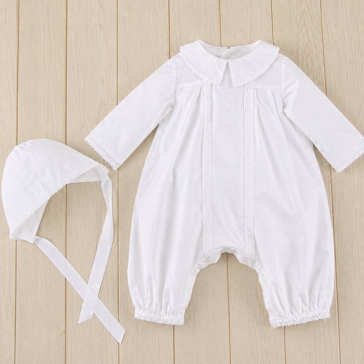 MARTIN Baby Boy Baptism Romper Set Martin – Cotton Baby Set with Hat