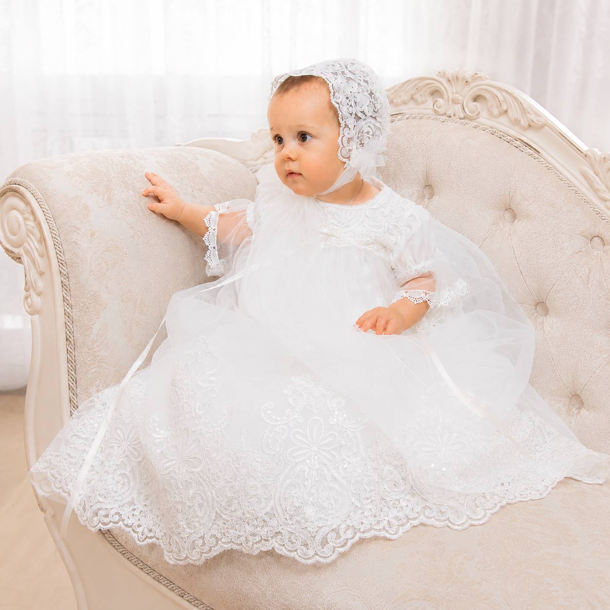 VERONICA Christening Gown with Train