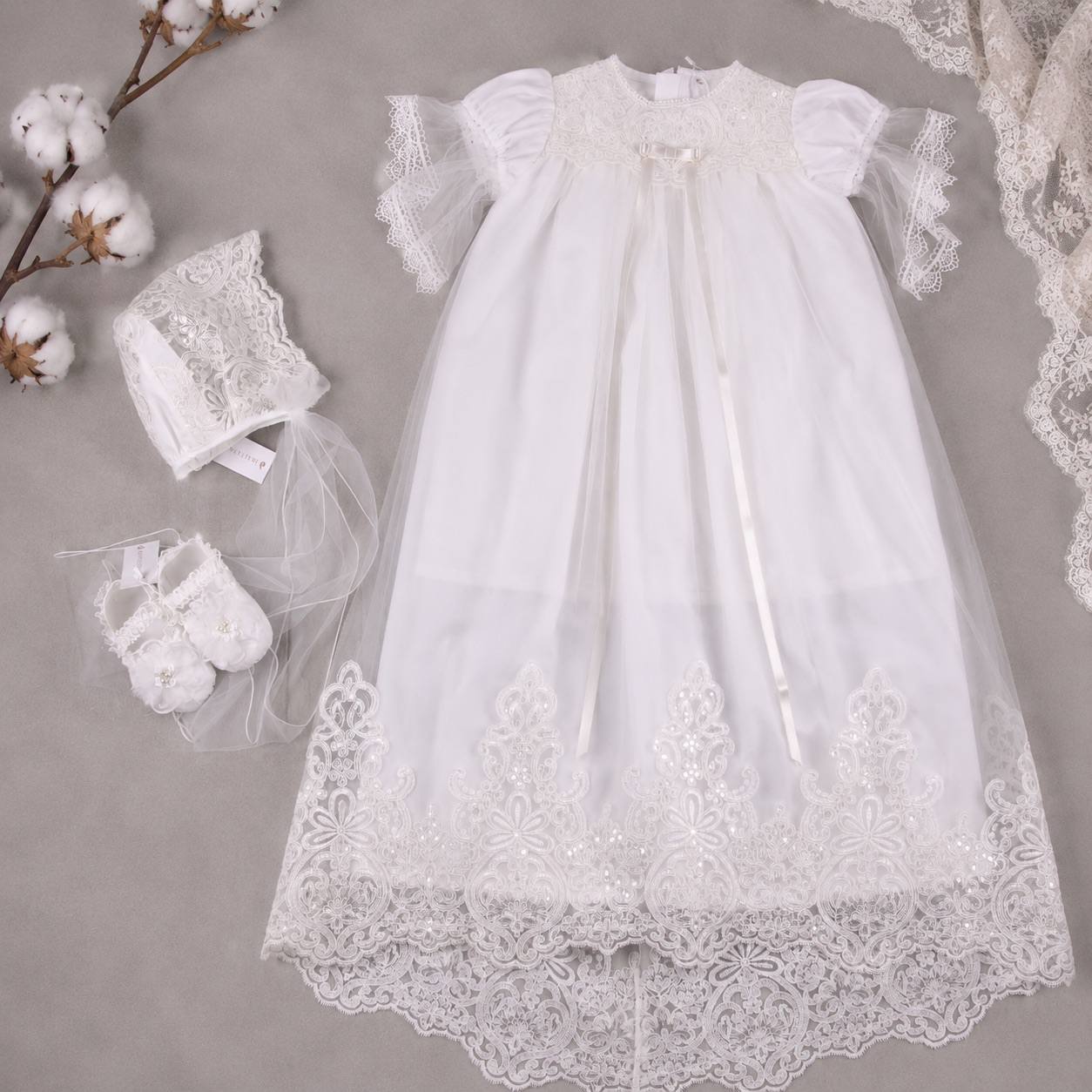 VERONICA Christening Gown with Train