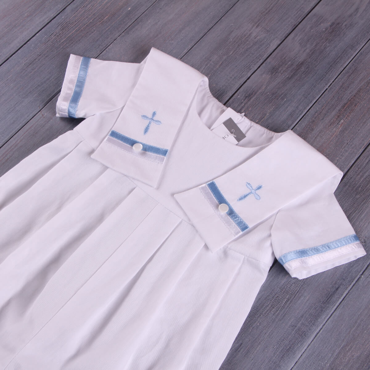 MARC Boy Baptism Outfit Set – Satin Christening Romper with Hat & Booties
