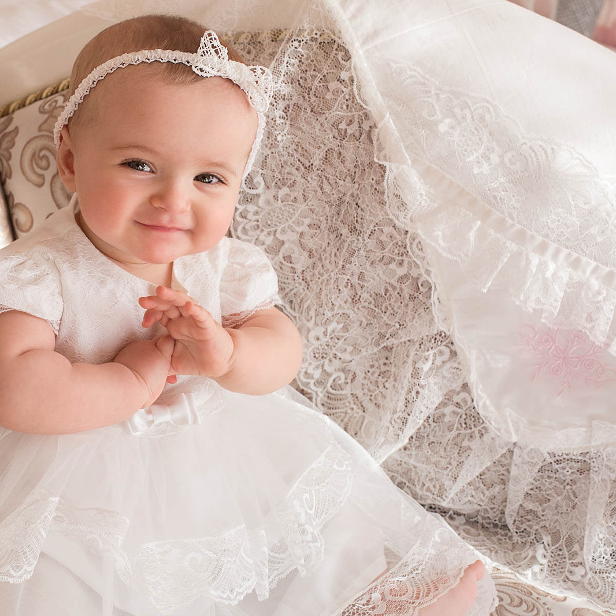 Lace baptism blanket