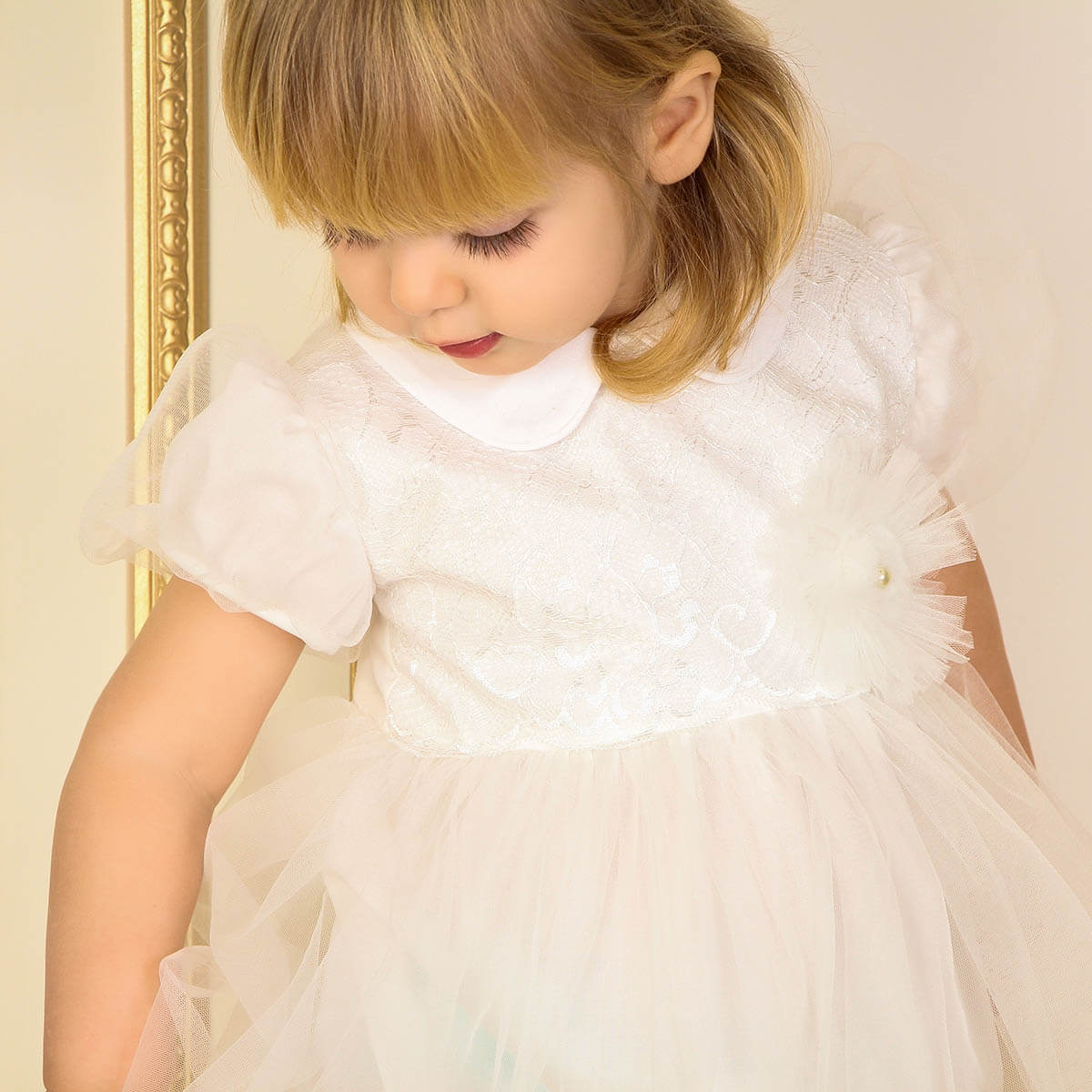 SOPHIE Bubble Baptism Dress – Elegant Lace Christening Dress