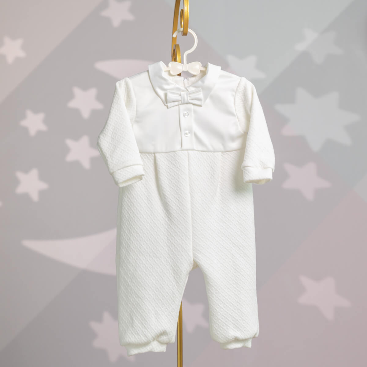 Baby Boy Christening Jumpsuit – Cotton One-Piece Romper - OLIVER