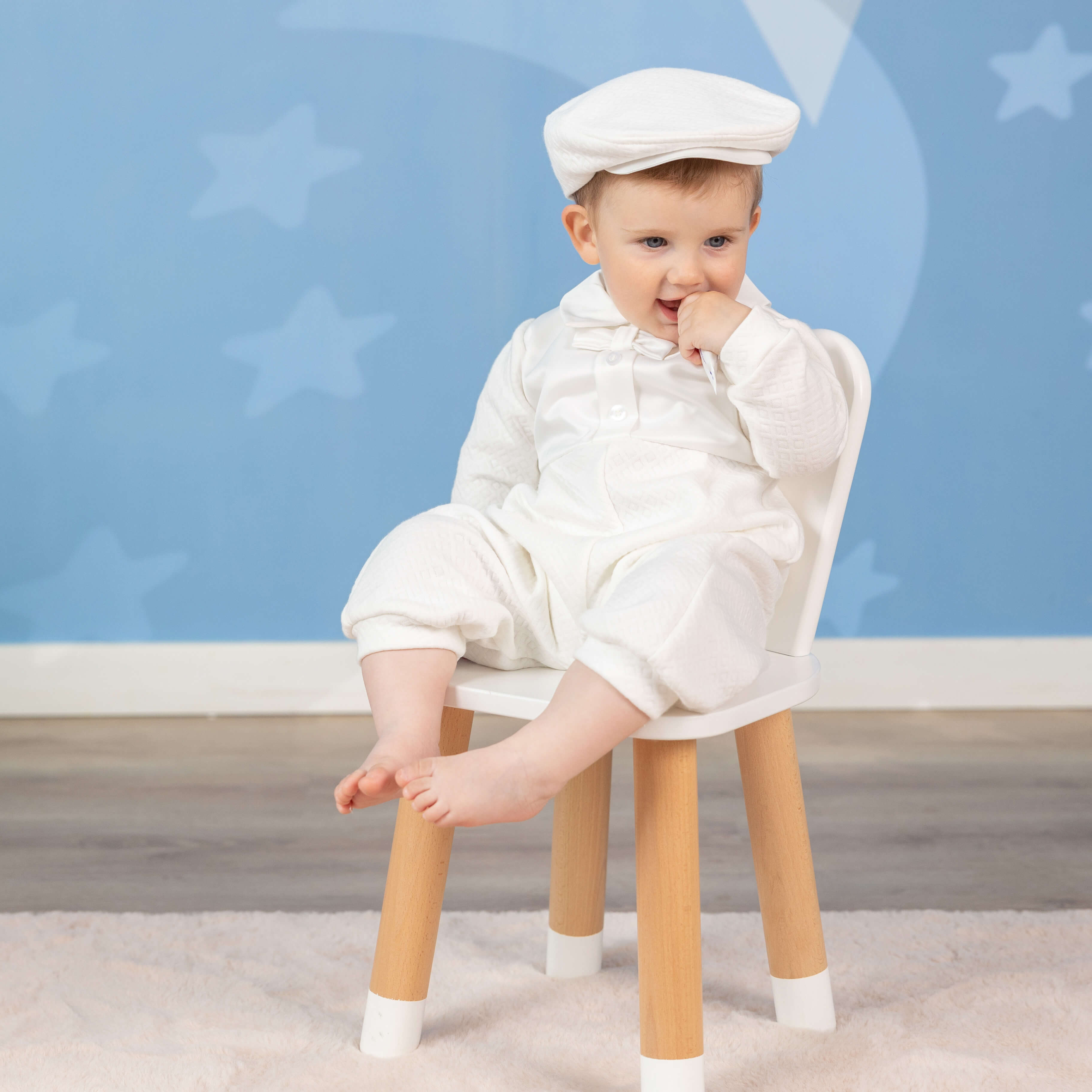 Baby Boy Christening Jumpsuit – Cotton One-Piece Romper - OLIVER