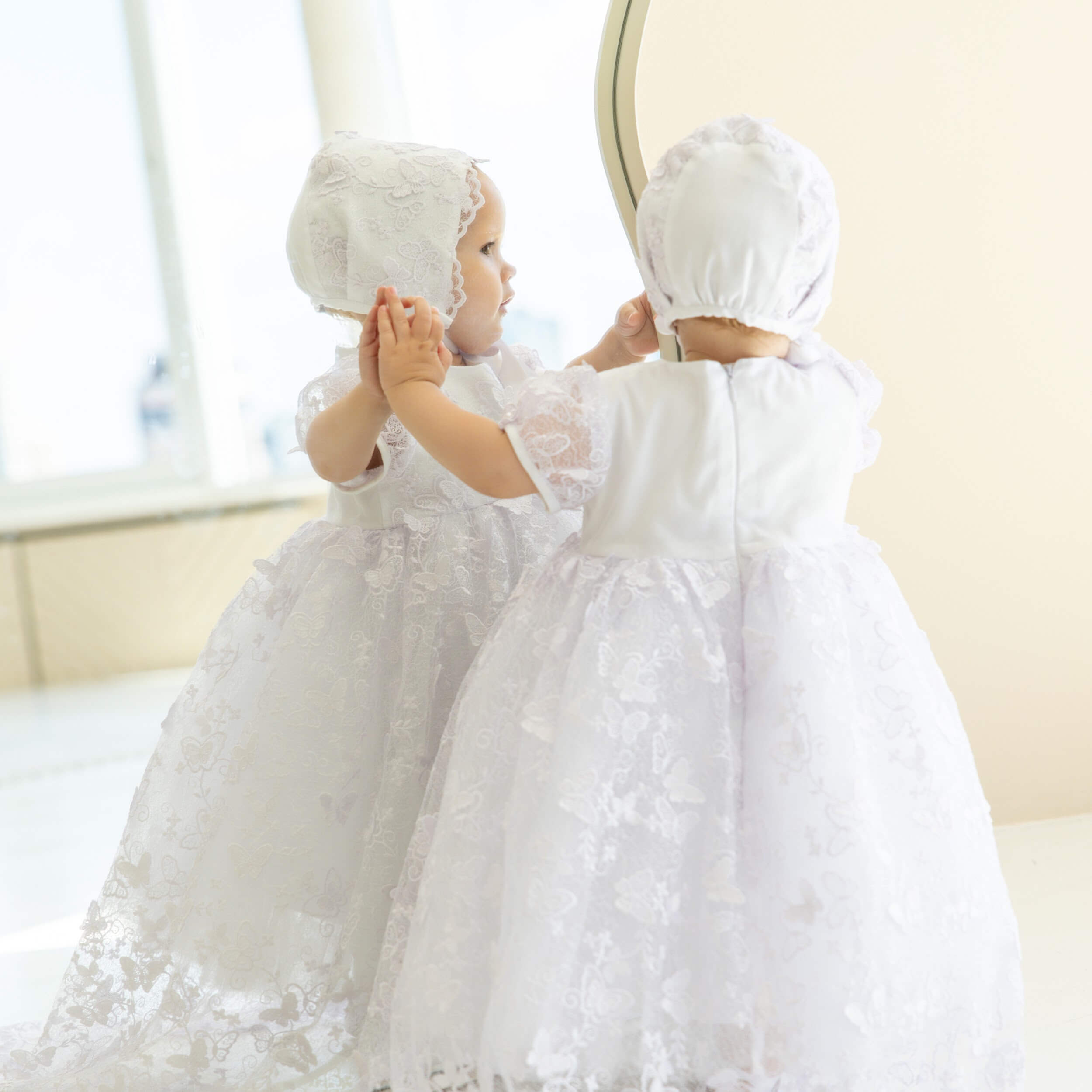 VANESSA Christening Gown with Lace Cover-Up