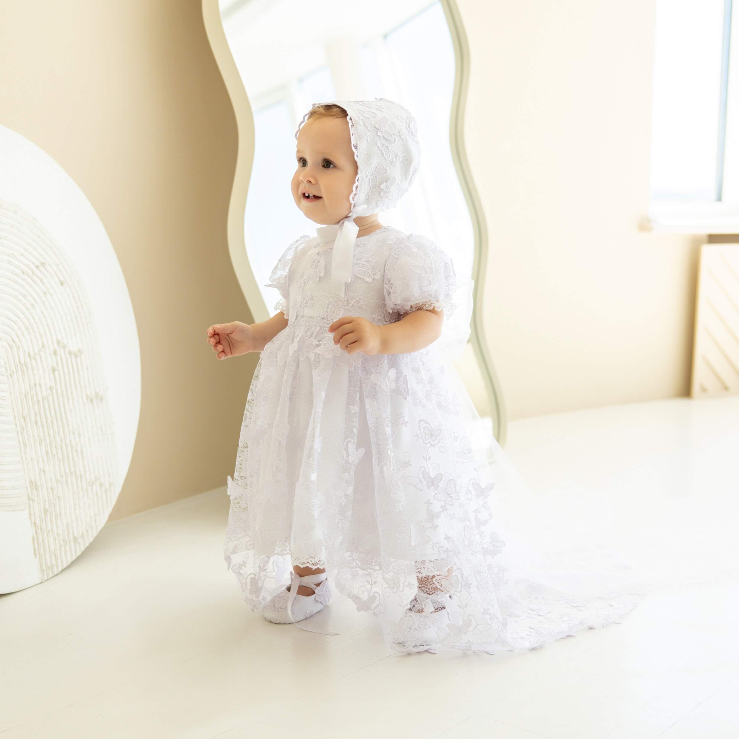 VANESSA Christening Gown with Lace Cover-Up