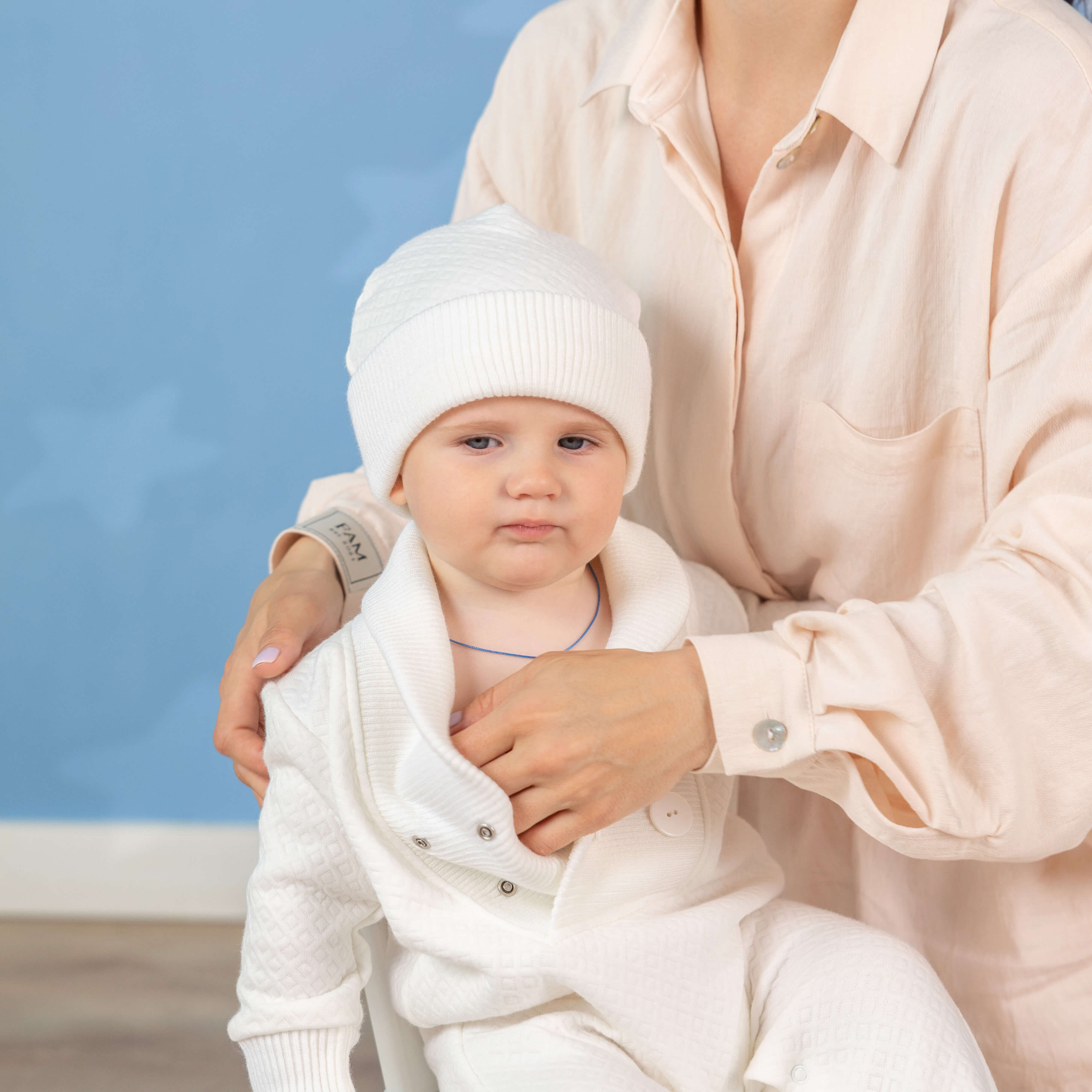 Baby Boy Winter Romper Outfit with Hat, Quilted Cotton - OLIVER