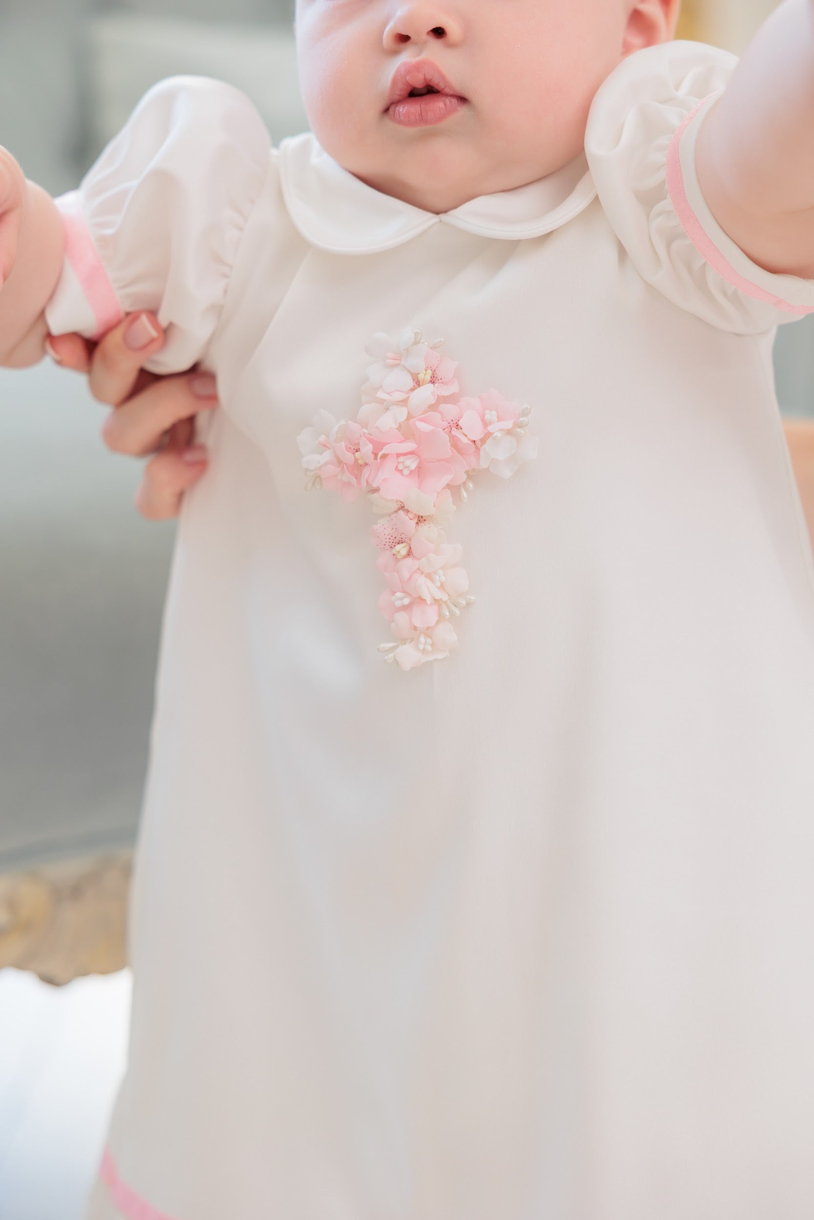 Vestido de seda para bautizo LUNA para niñas – Traje de bautismo de satén y algodón