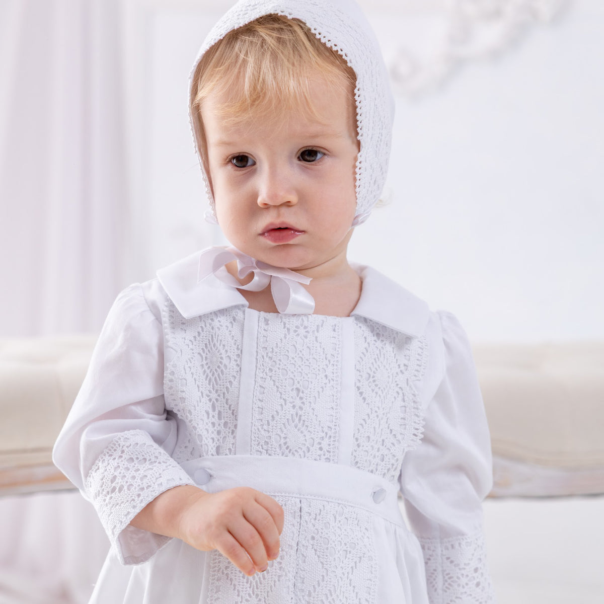 MARCEL Convertible Baptism Romper with Detachable Skirt