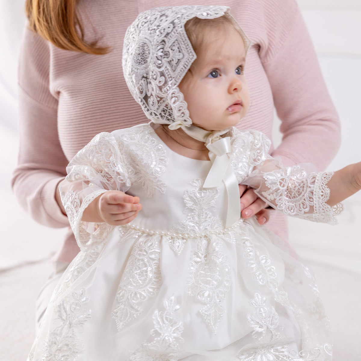 Long Lace Christening Gown for Girls