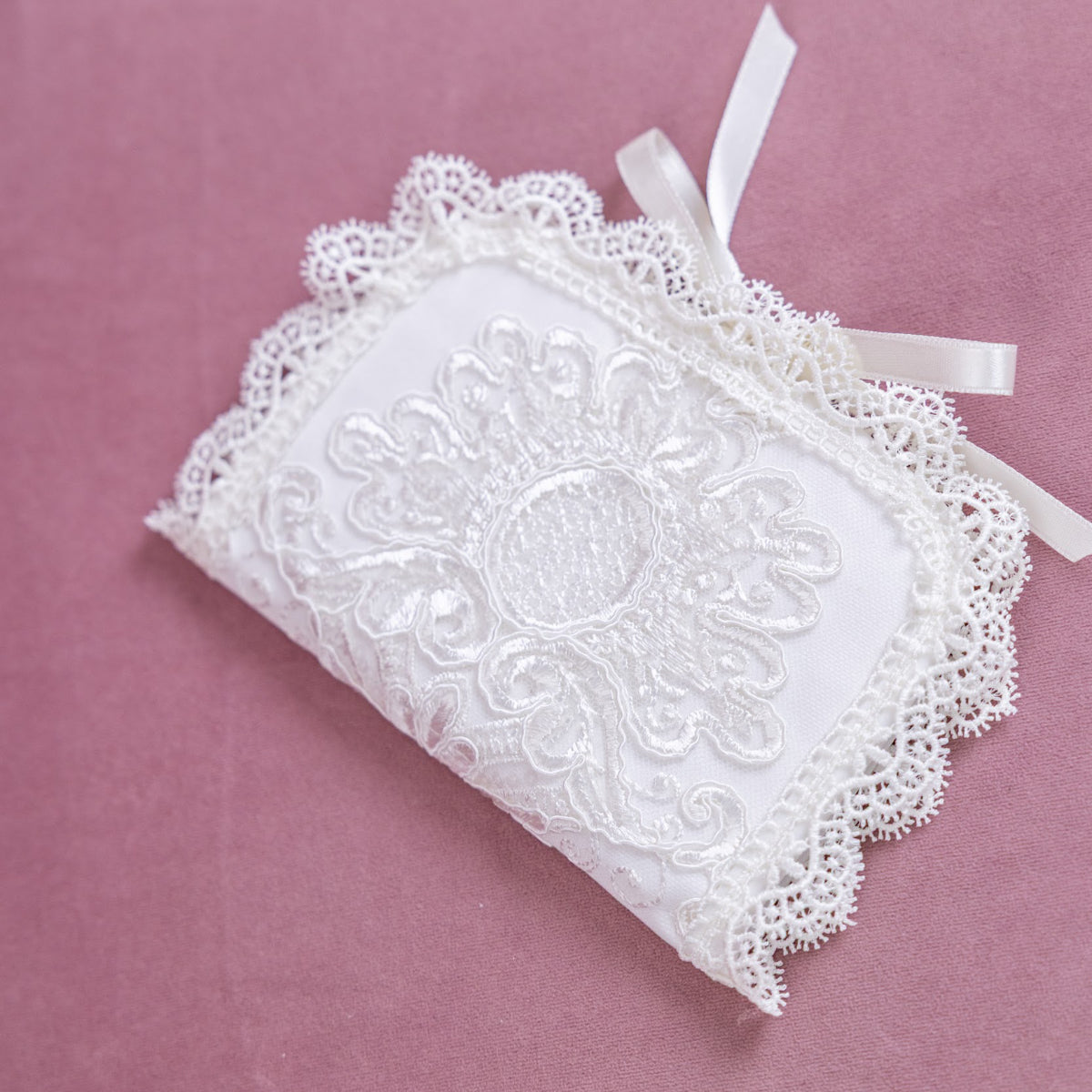  First Curl Baptism Keepsake Box on a pink background