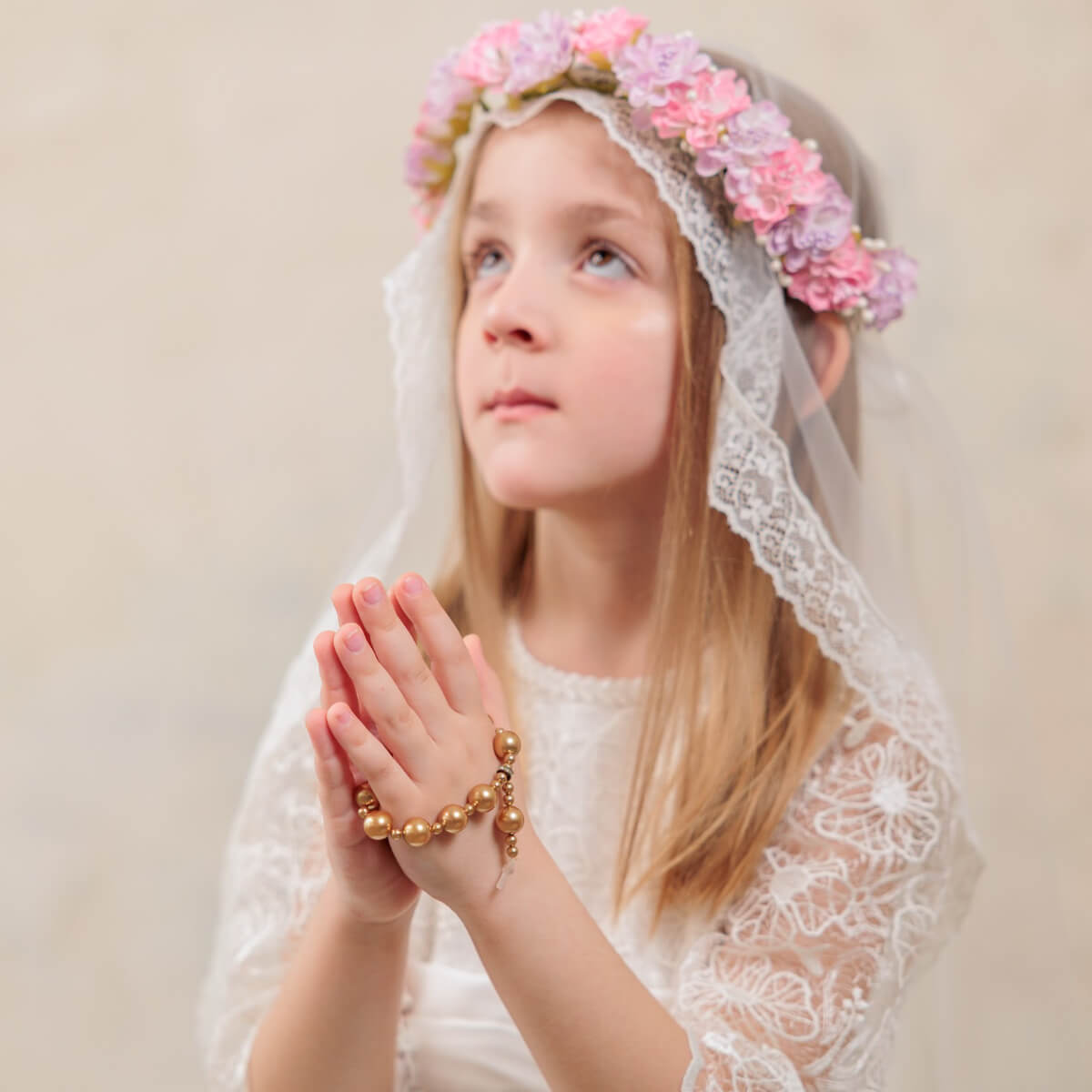 CECILIA First Communion Dress with Veil and Flower Wreath