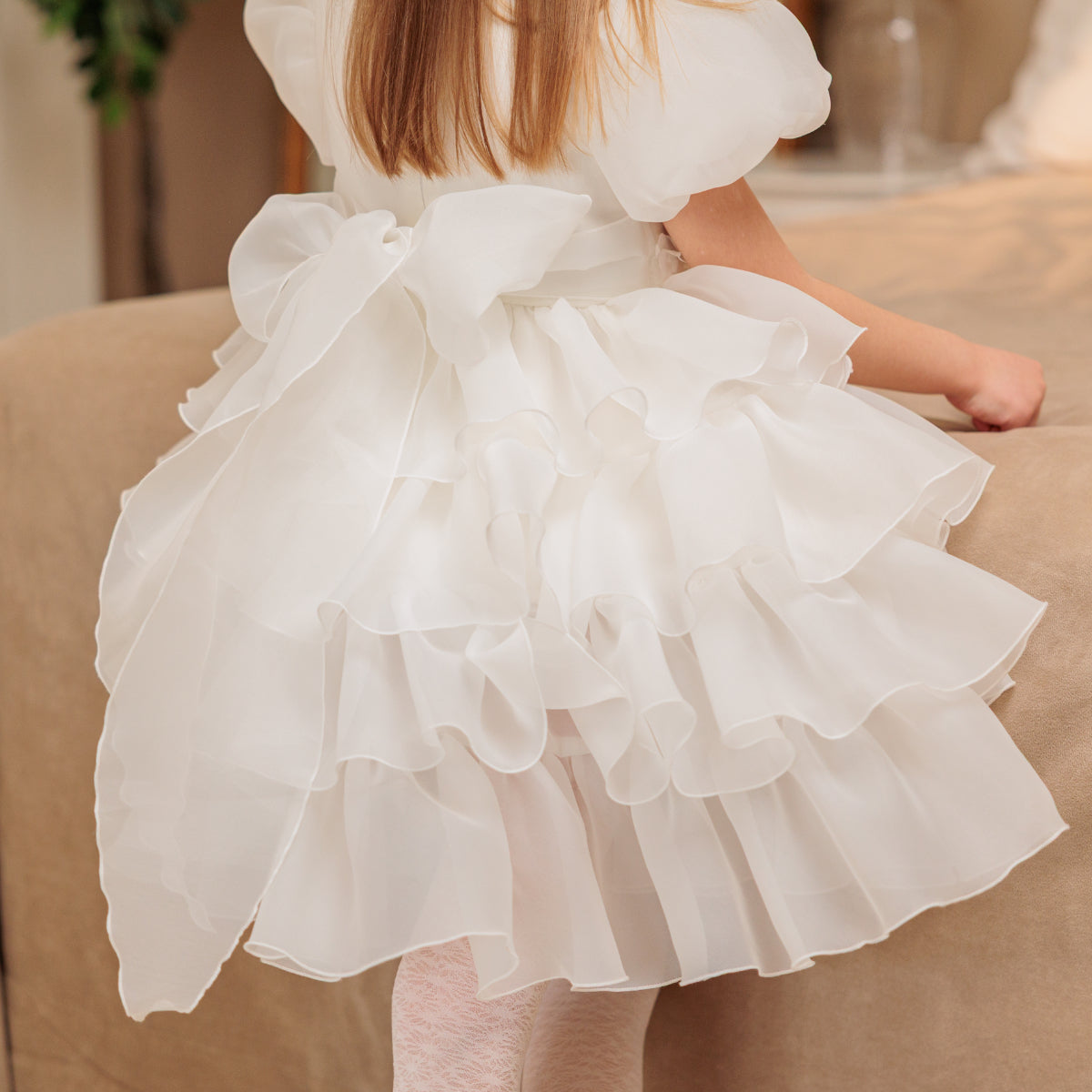 POPPY Ruffle Flower Girl Dress with 3D Lace