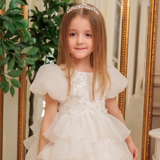 POPPY Ruffle Flower Girl Dress with 3D Lace