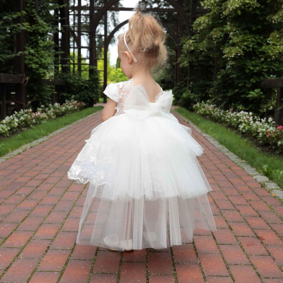 VANESSA Lace Flower Girl Dress with Train – Elegant Dress
