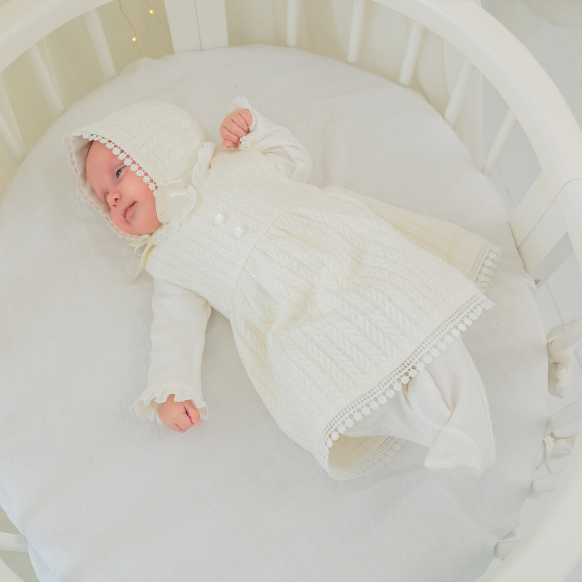 Baby Girl Coming Home Outfit with Knitted Sundress & Hat - ANGEL