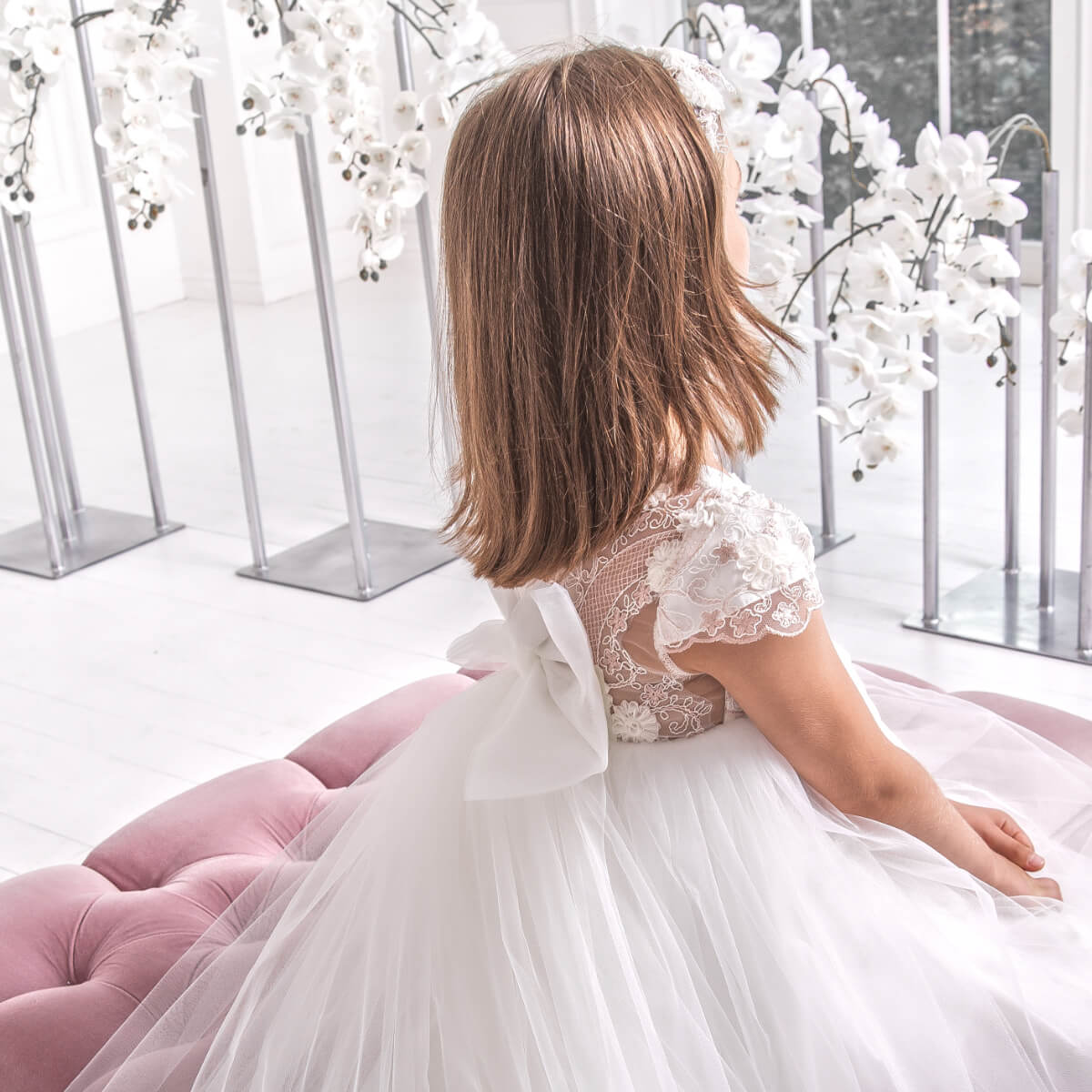 ARIEL Lace Bat Mitzvah Dress with Train