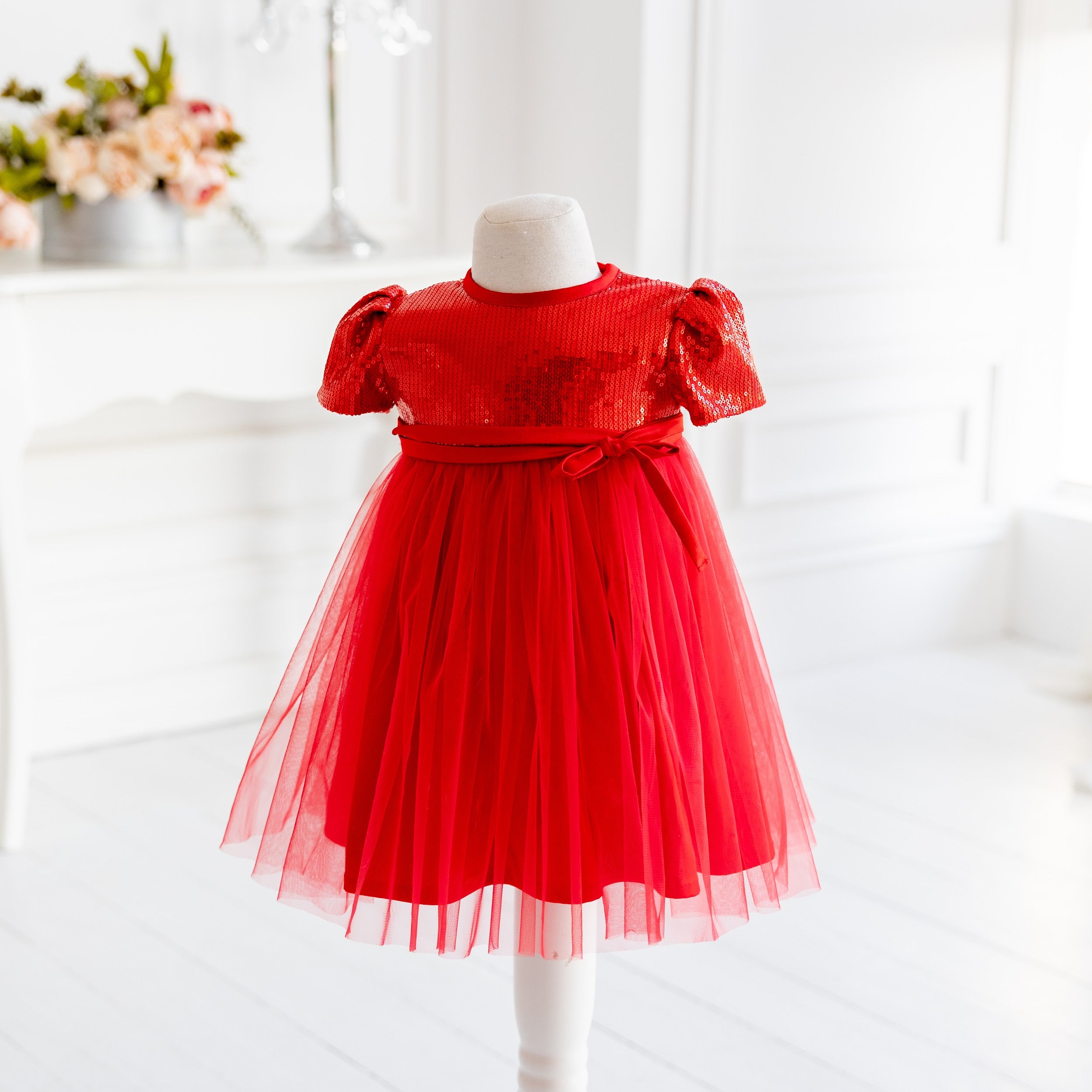 ATHENA  Red Sequin Party Dress for Girl