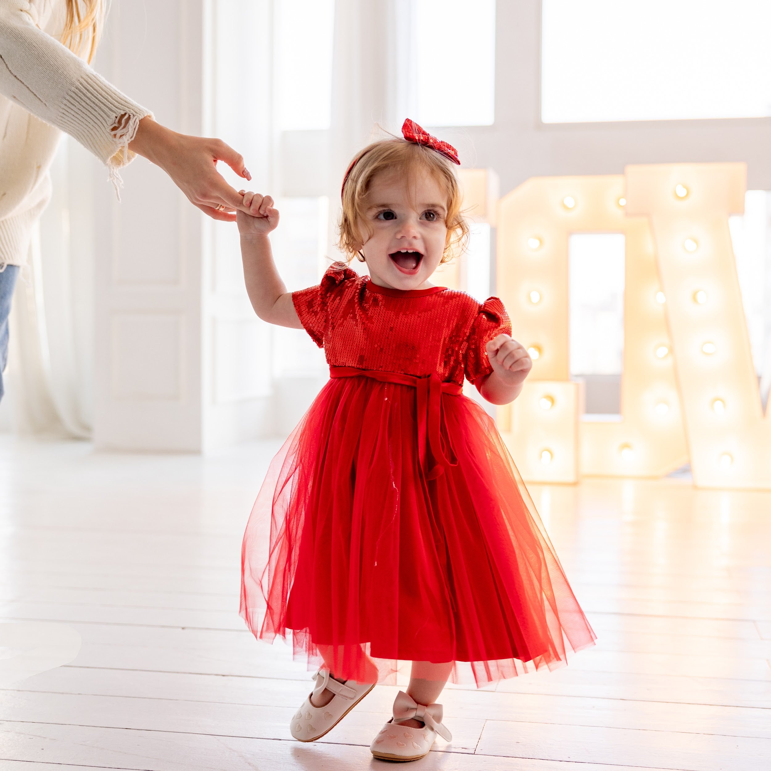 ATHENA  Red Sequin Party Dress for Girl