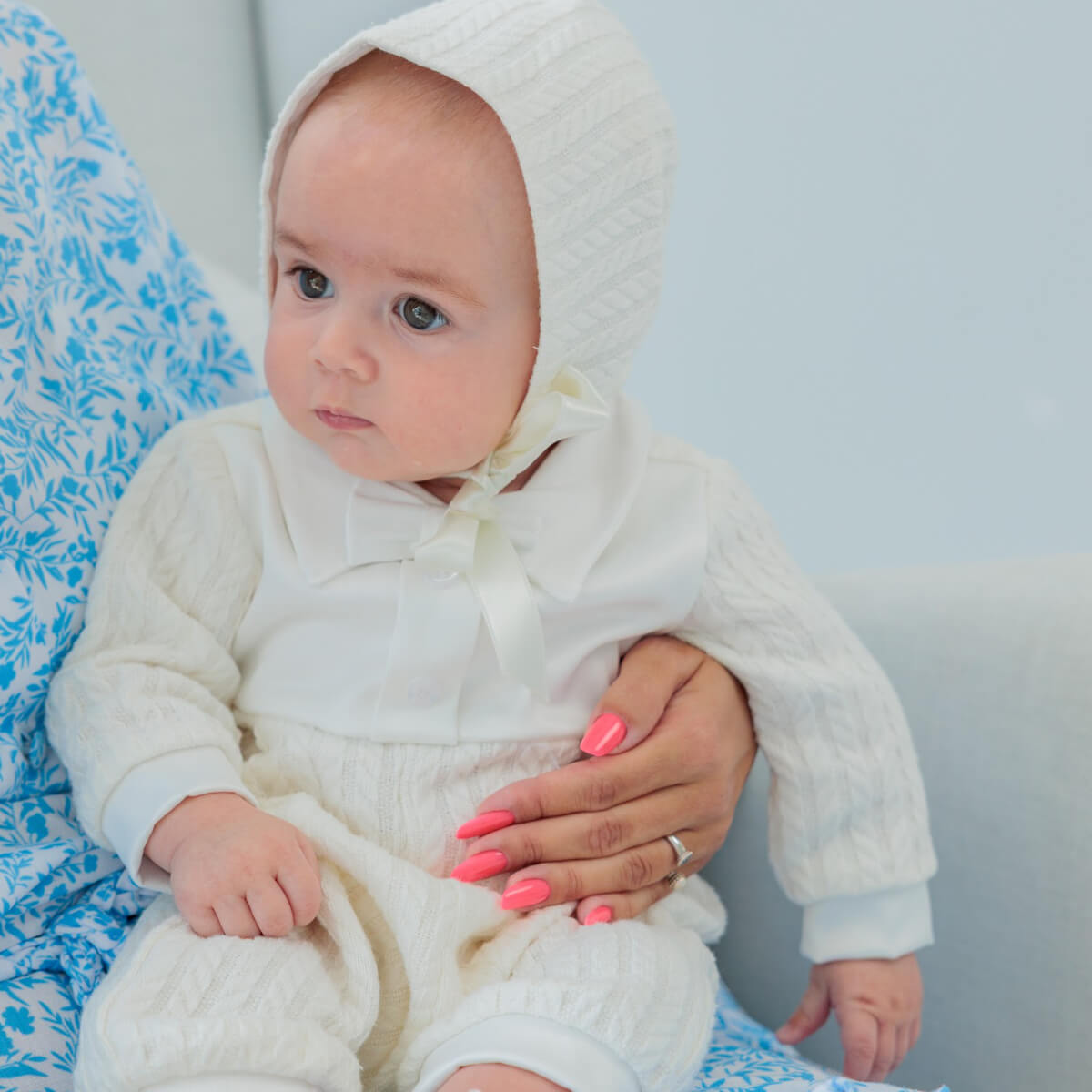 Ivory Knitted Boy Jumpsuit – Christening Outfit with Bow - AUSTIN