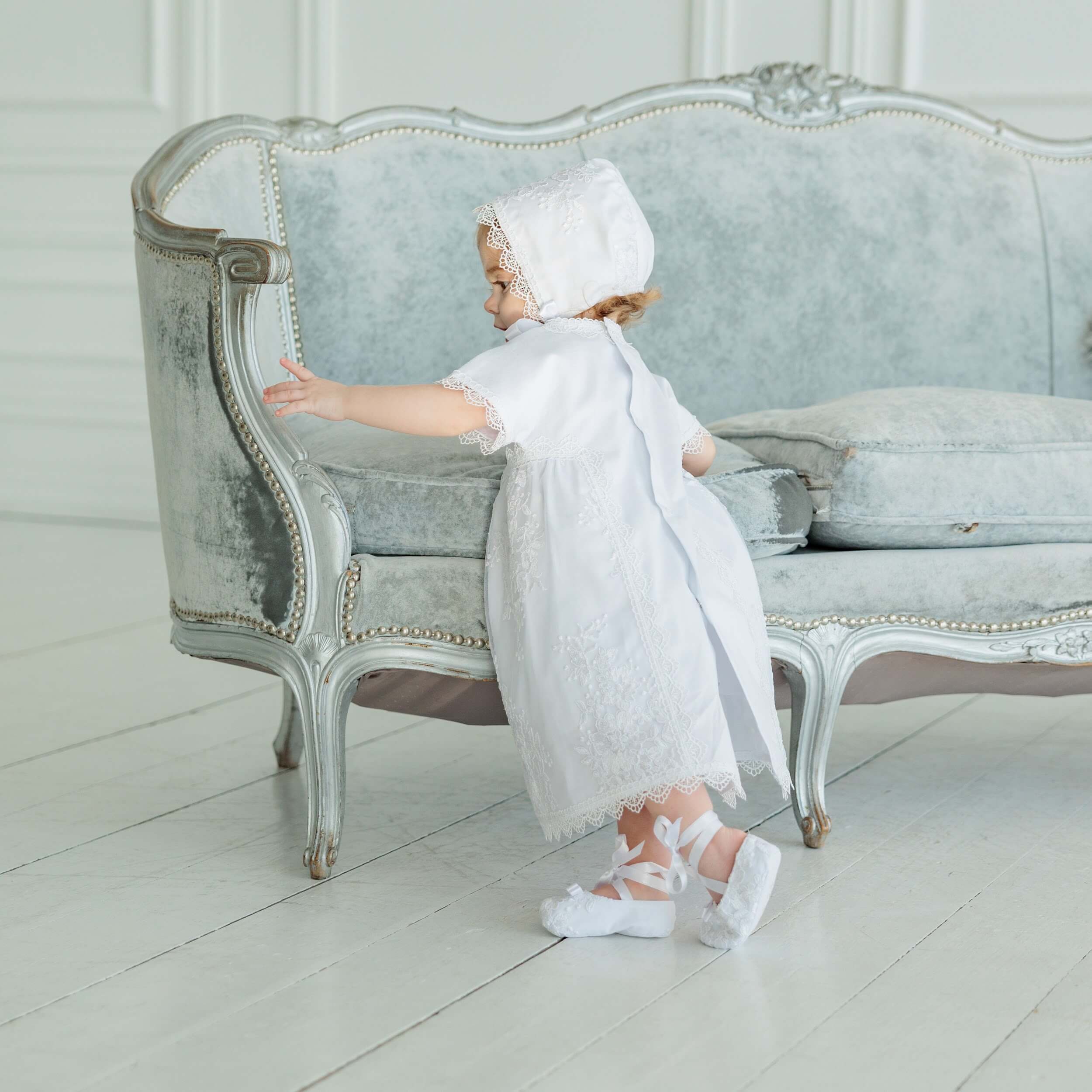 AURORA Baptism Cotton Gown with Cross Embroidery
